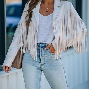 NWT Vici Walford fringed suede jacket sz L